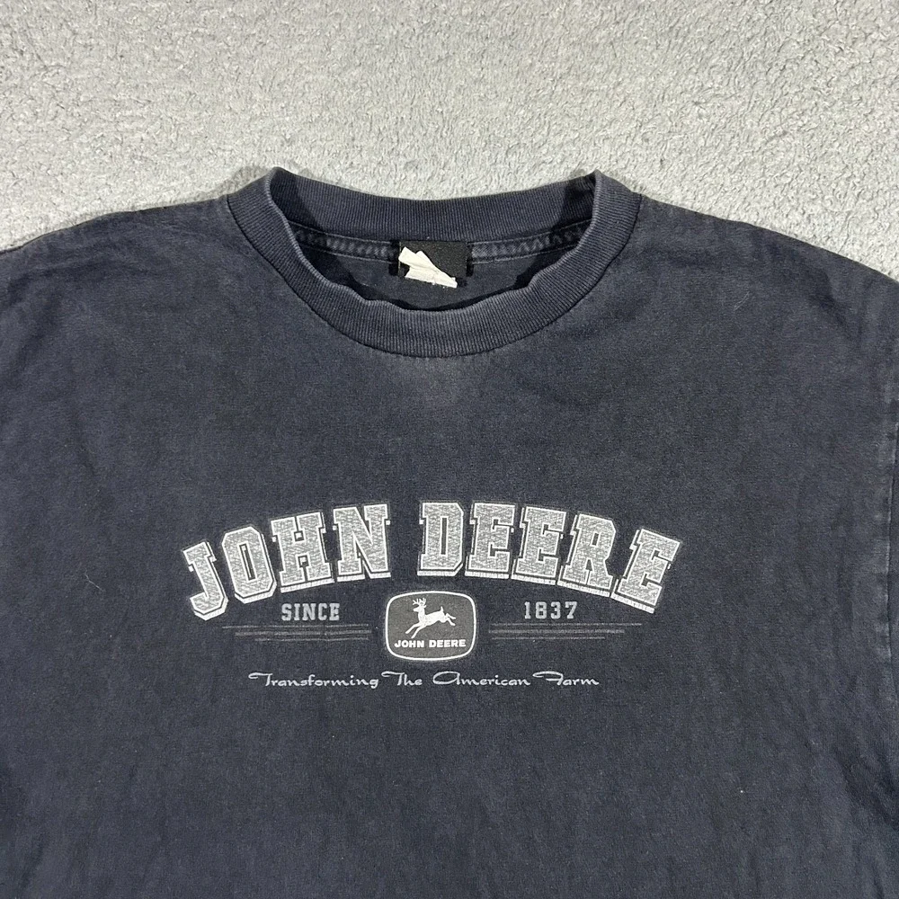 Vintage Y2k John Deere Men's Black Short Sleeve T-Shirt Medium #1824 - Picture 5 of 8